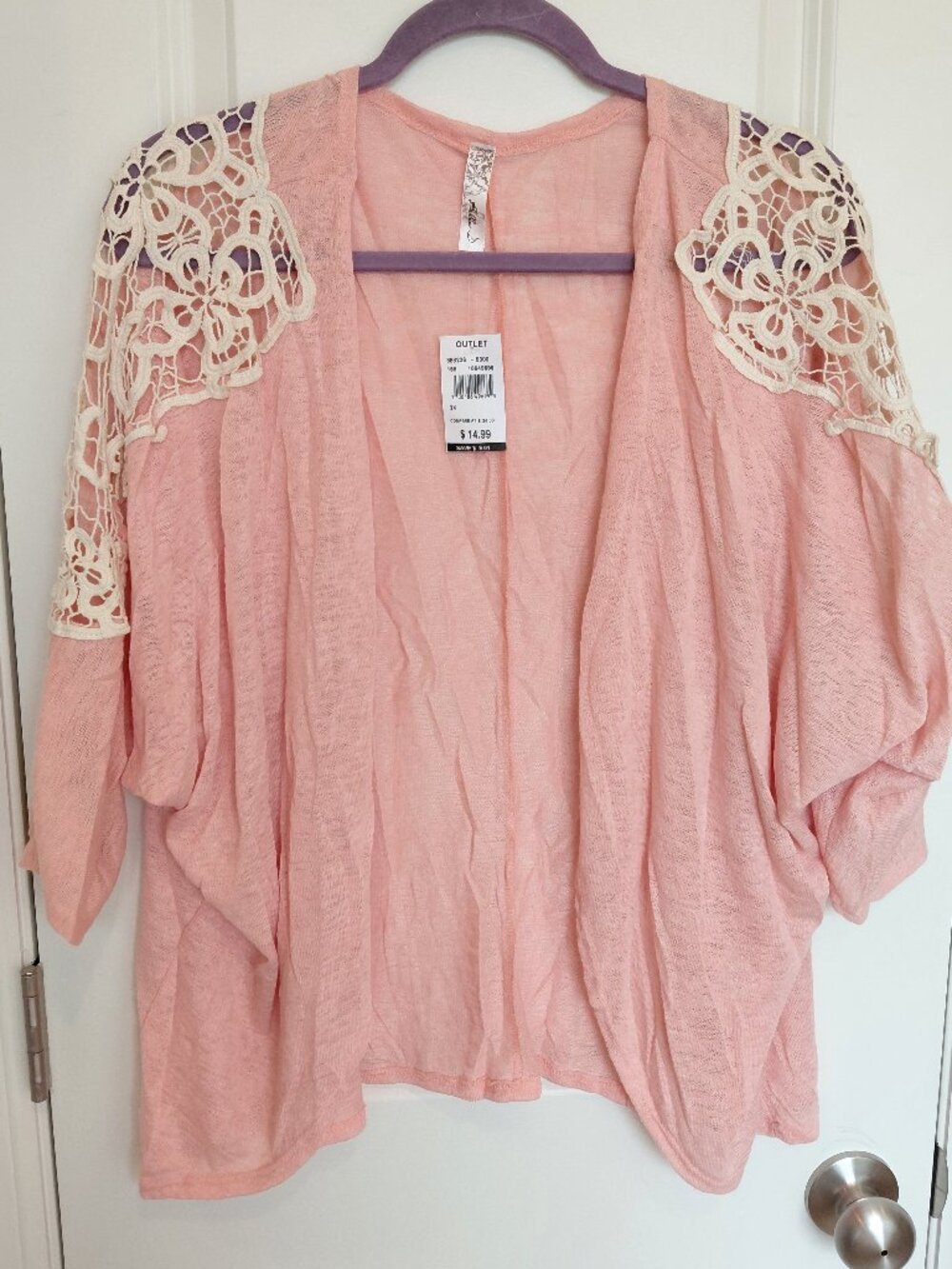 Peach Lace Cardigan